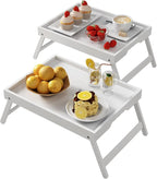 Bed Tray Table with Folding Legs, Bamboo Breakfast in Bed by Unknown