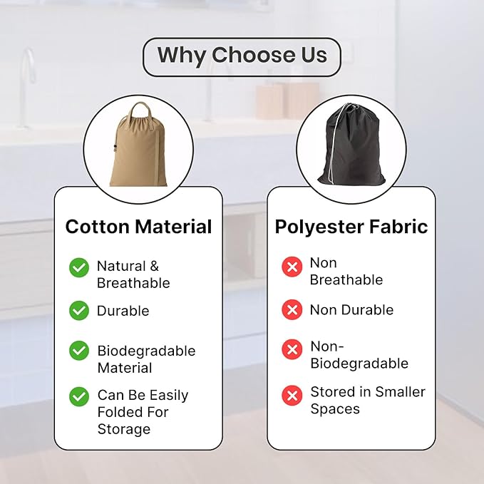 LFH Home Cotton Canvas Large Laundry Bag - Image 7