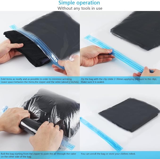 10Pack Travel Space Saver Bags, Reusable KFYM Vacuum Travel Storage Bag - Image 4