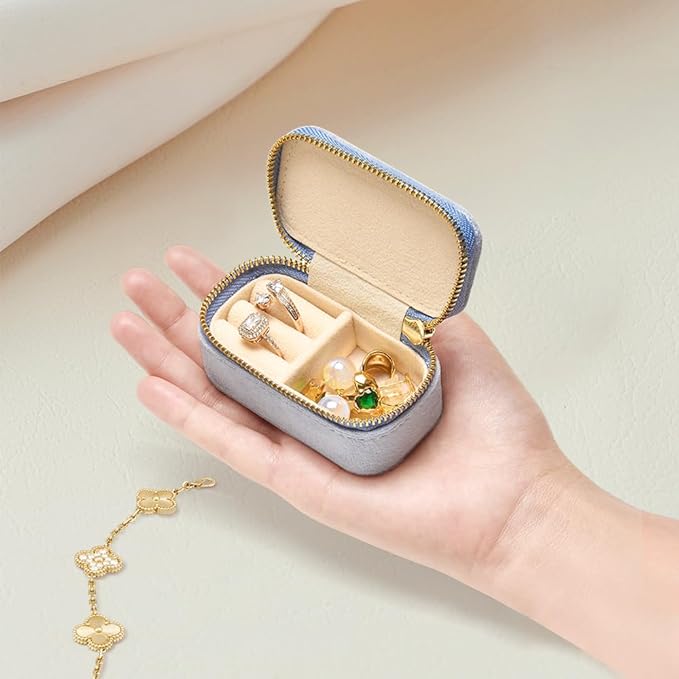 TAIMY Mini Jewelry Travel Case, Velvet Small Travel Jewelry Box, Portable - Image 3