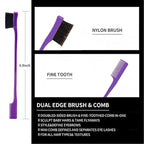 3 Pieces Hair Styling Comb Set Teasing Brush Rat Tail Comb Edge Brush for Edge&Back Brushing, Combing, Slicking Hair for Women (Purple)