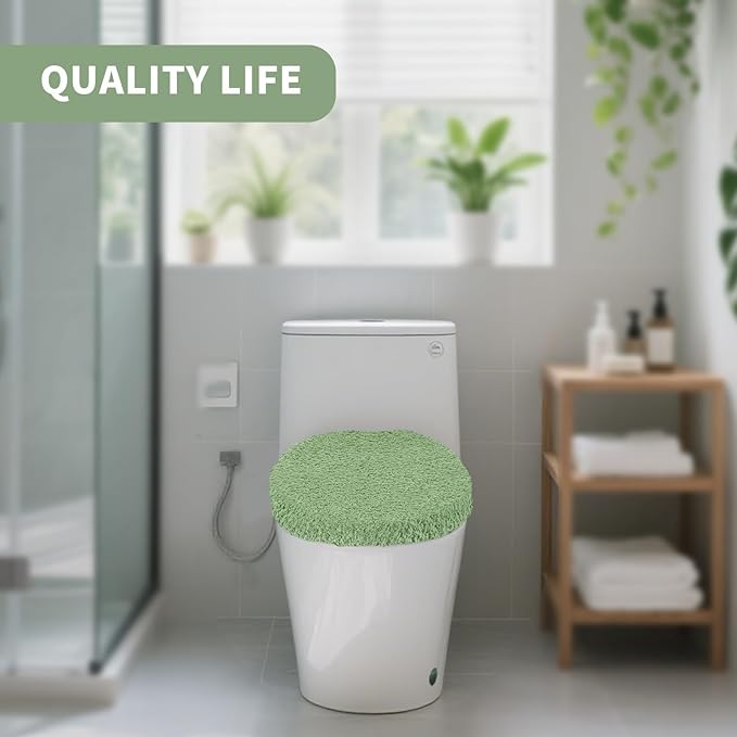 Microfiber Elongated Toilet Seat Cover 19.5"x 15" Machine Washable Solid Toilet - Image 7
