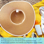 Women Twine Wide Brim Straw Hats Big Floppy Summer Hat Foldable Roll up Cap Beach Sun Hat UPF 50+ (Straw Hat: Khaki 5.9" Brim, 1 Pack)