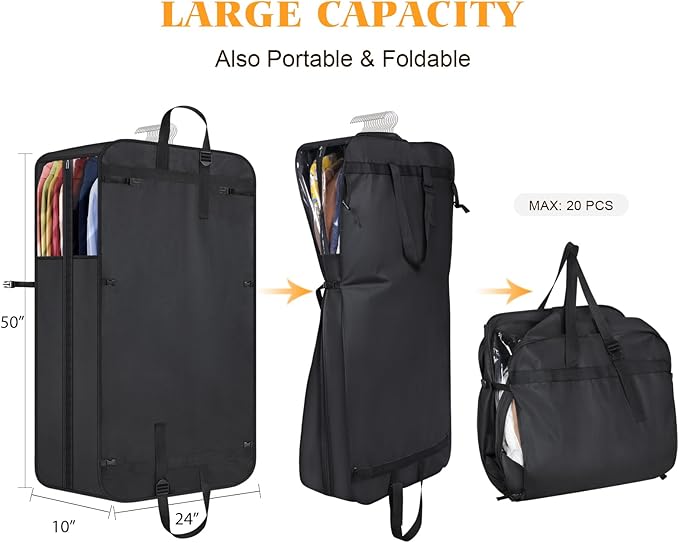 Univivi Garment Bags for Hanging Clothes, Extra Capacity Clothes Bags for Moving - Image 2