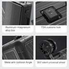 Metal all aluminum carry-on suitcase 20 "hard face, TSA lock and rotating wheel - Image 4