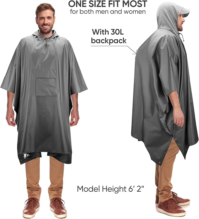 PTEROMY Hooded Rain Poncho for Adult - Image 4