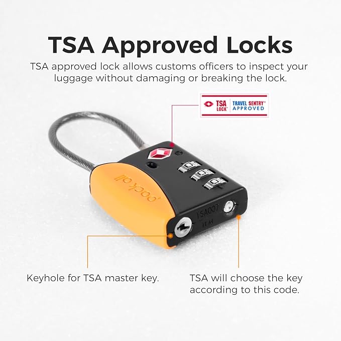 pack all TSA Approved Cable Luggage Locks, 3 Digit Combination Padlocks - Image 6