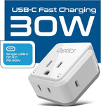 Ceptics European Plug Adapter, Safe USB-C 30W PD & QC 3.0-2 USA Socket - Image 2