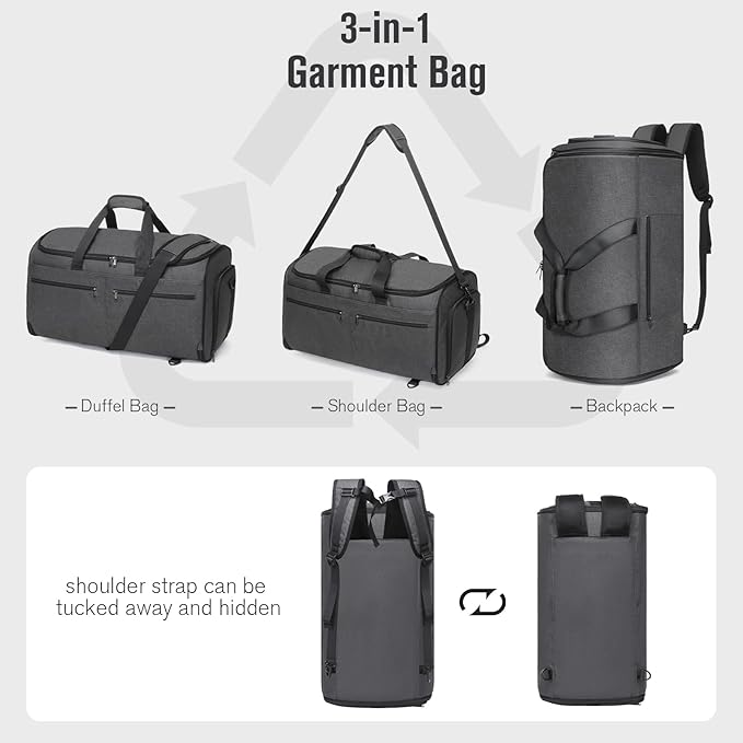Bukere Garment Bags for Travel, Convertible Carry on Duffel Bag for Men Women - Image 3