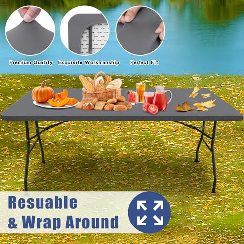 2 Pack Rectangle Spandex Fitted Table Cloth (Grey / 48" x 24" (Rectangular))