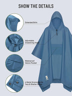 SaphiRose Extra Thick Hooded Rain Poncho Double Layer Waterproof Raincoat Jacket - Image 4