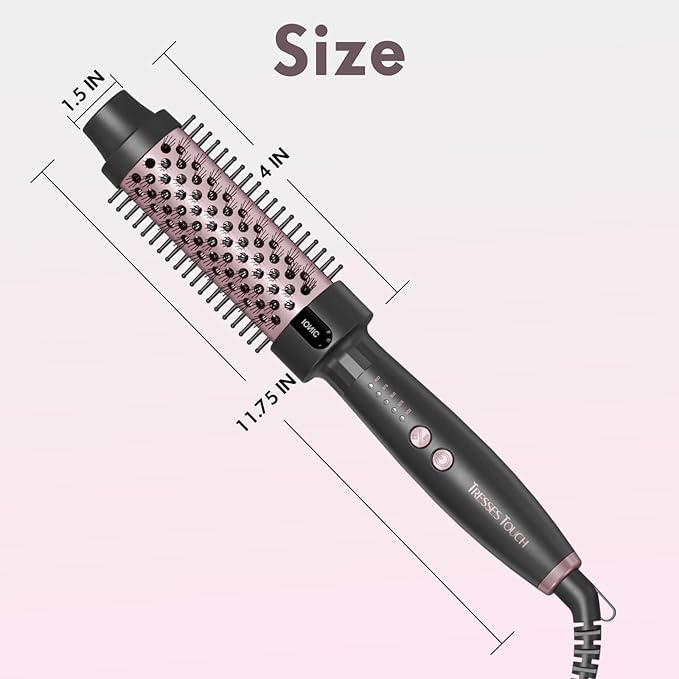 Ionic Thermal Brush, 1.5 Inch Thermal Round Brush, Heated Curling Brushes Makes Hair Smoother Get Natural Curls, 5 Temp Settings, Universal Voltage for Travel, Easy to Use, Rose Gold