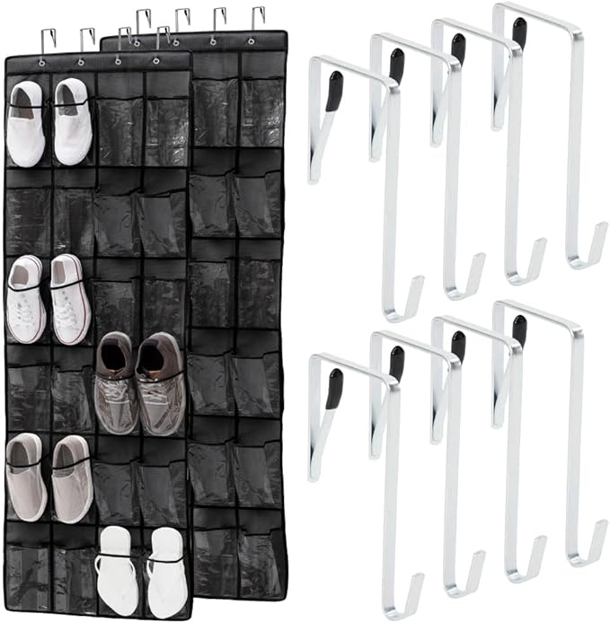 GORILLA GRIP Over the Door Shoe Organizer, 24 Large Breathable PVC Pockets by GorillaGrip