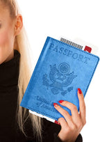 Eoehro Unisex-Adult Passport and Vaccine Card Holder Combo, Sky Blue, Faux - Image 6