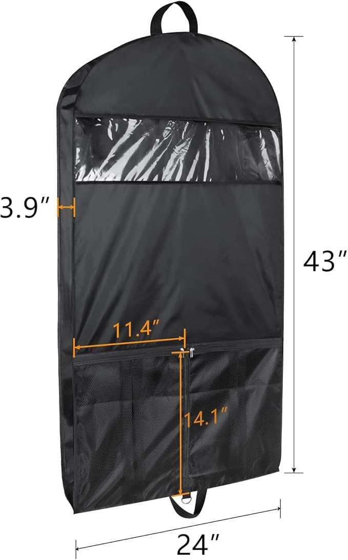 Univivi Garment Bags for Travel and Storage 43" Hanging Suit Bag Clear Suits - Image 3