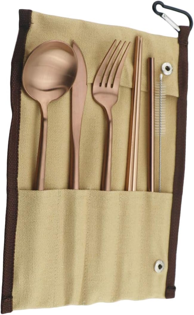 Gugrida Reusable Travel Utensils, 7 Piece Portable 304 Stainless Steel - Image 4