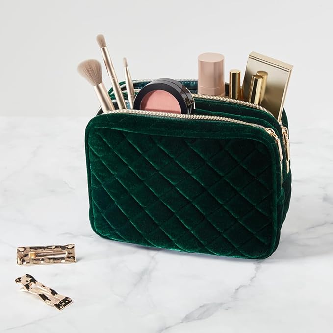 Conair Women's Double Zip Organizer-Toiletry Travel Bag-Makeup-Gifts for Her, Evergreen, 1 Count (Pack of 12)