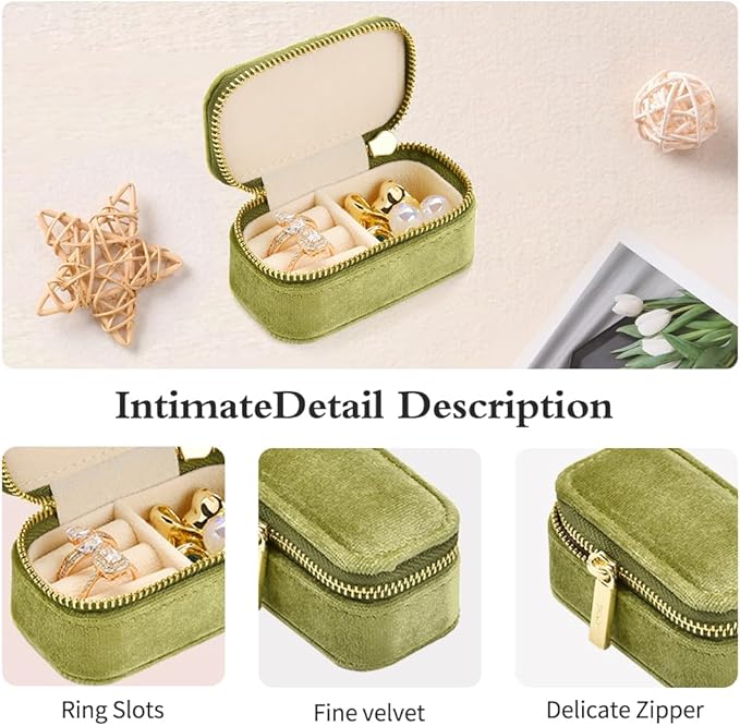 Small Travel Jewelry Case, Mini Tiny Plush Velvet Jewelry Box - Image 4