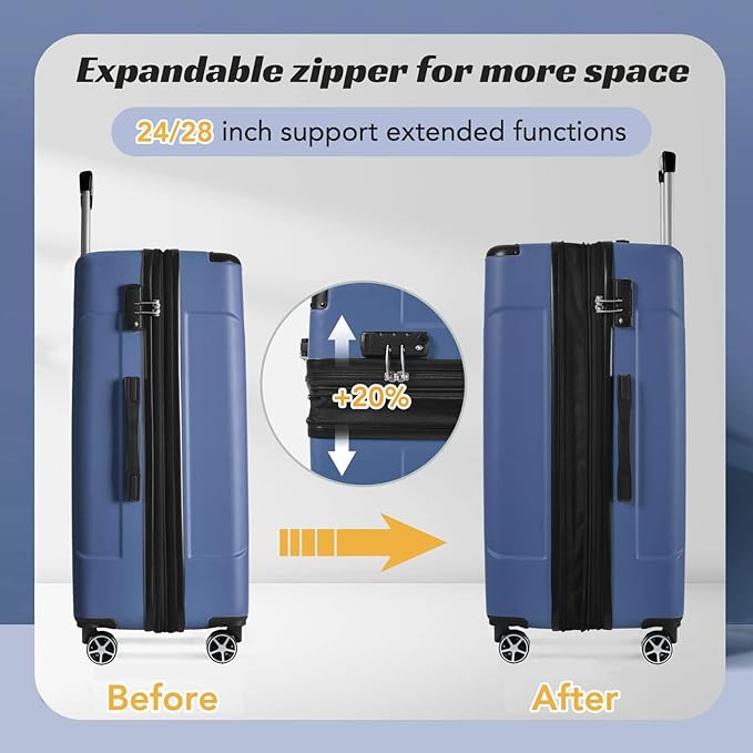 Merax 24 Inch Expandable Checked Luggage, Hardshell ABS Medium Suitcase - Image 3