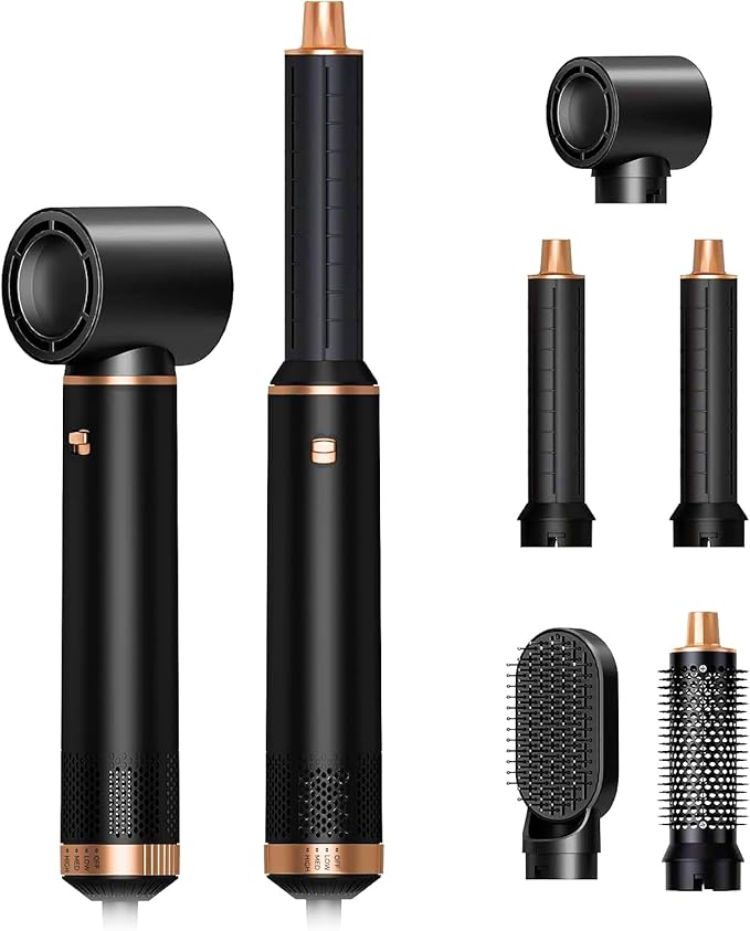 JINYAWA 5-in-1 Blow Dryer Brush & Air Styler Complete Set: Hair Dryer Brush, Hot Air Brush, Air Curler & Air Curling Wrap Hair Styling Tools for Straight, Curl, Dry, Smooth Styling as Gift