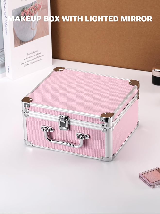 Qislee Makeup Box with A Detachable Lighted Mirror, Waterproof Travel Train Case - Image 7