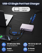 200W USB C Charger Block, 8-Ports GaN III Fast Charging Station Hub, PD 65W - Image 6