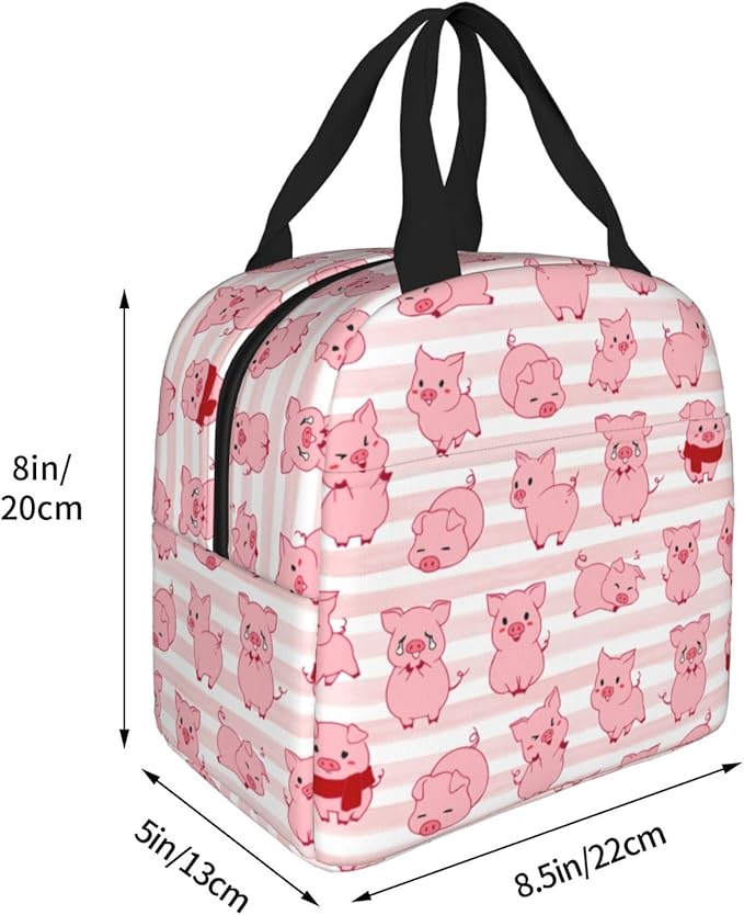 Pink Pig Lunch Box Animal Lunch Bag Insulated Reusable Lunch Tote Bag Cooler - Image 6