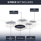 Nuwave Healthy Duralon Blue Ceramic Nonstick Coated 9pc Cookware Set, - Image 2