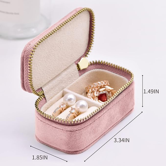 TAIMY Mini Jewelry Travel Case, Velvet Small Travel Jewelry Box, Portable - Image 2