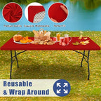 2 Pack Rectangle Spandex Fitted Table Cloth (Red / 72" x 30" (Rectangular))