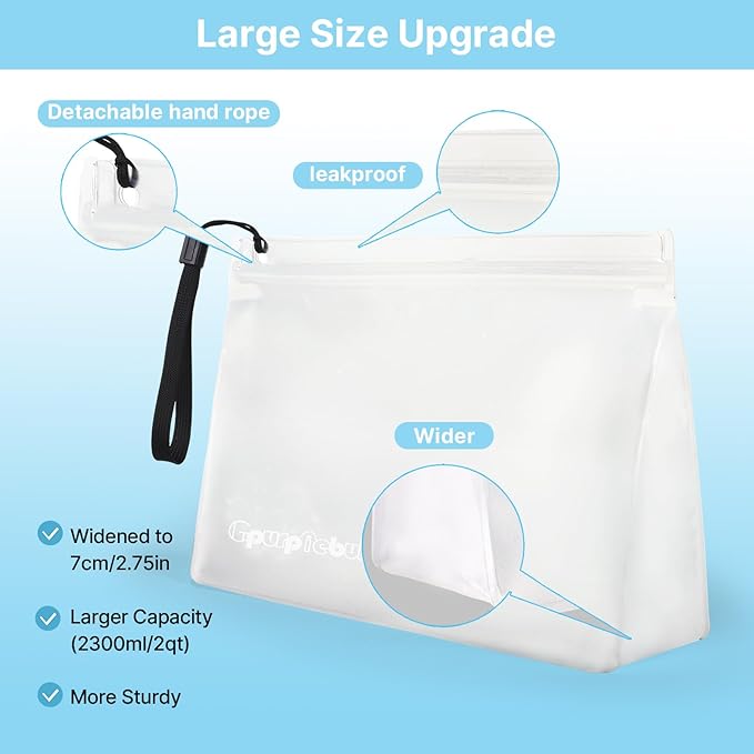 10 Pack TSA Approved Toiletry Bag, Quart Size PEVA Leakproof Makeup Cosmetic Bag - Image 2
