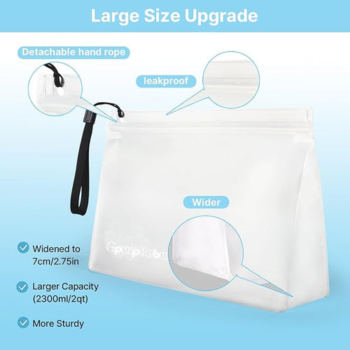 10 Pack TSA Approved Toiletry Bag, Quart Size PEVA Leakproof Makeup Cosmetic Bag - Image 2