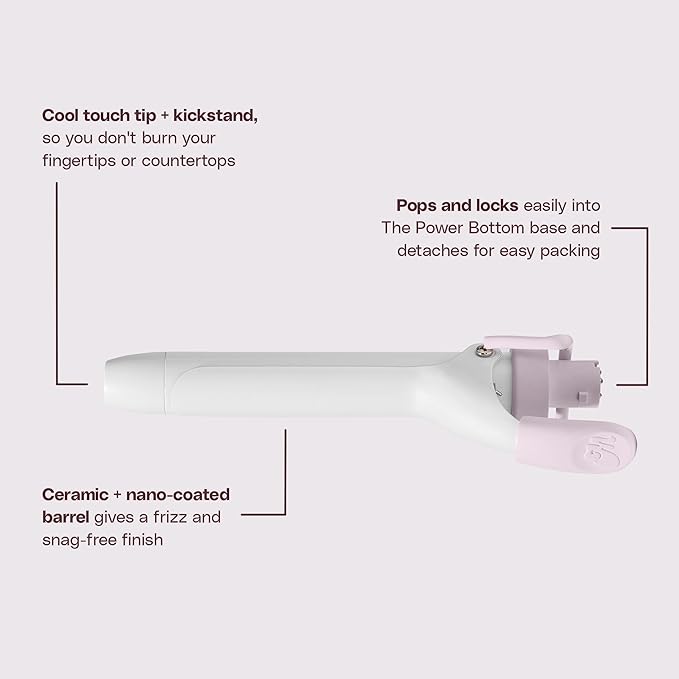Mane 1 Inch Curling Iron Styling Attachment - Ceramic Hair Curling Iron for Bouncy, Tight & Long-Lasting Curls and a Frizz-Free Finish - Use with Power Bottom Base