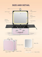 Qislee Makeup Box with A Detachable Lighted Mirror, Waterproof Travel Train Case - Image 3