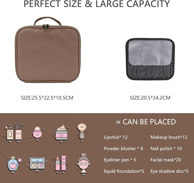 Makeup Bag with Led Mirror, Travel Makeup Organizer with 3 Color Setting - Image 2