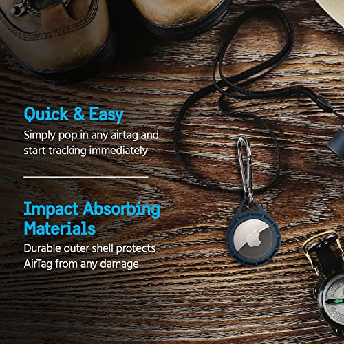 Protector AirTag Holder (Carabiner Clip Navy)