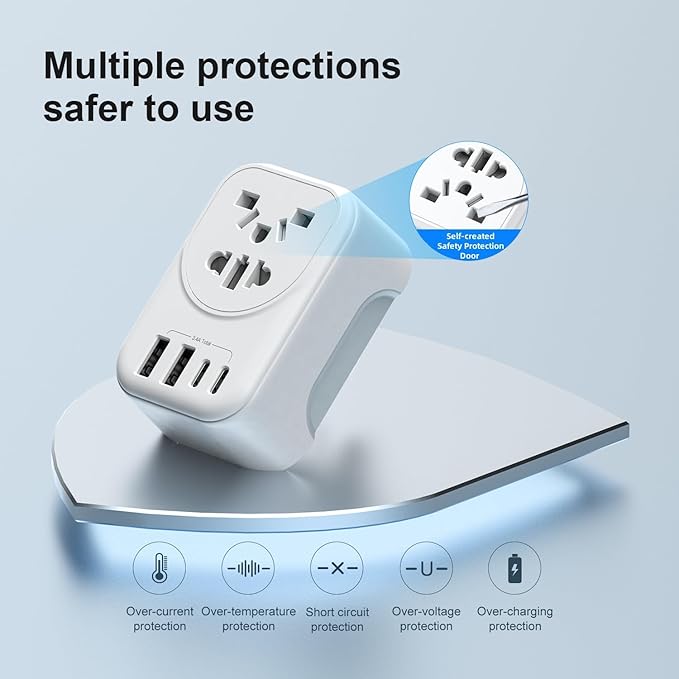 World to US Canada Travel Plug Adapter, Europe/China/Japan/Australia/UK to USA - Image 7