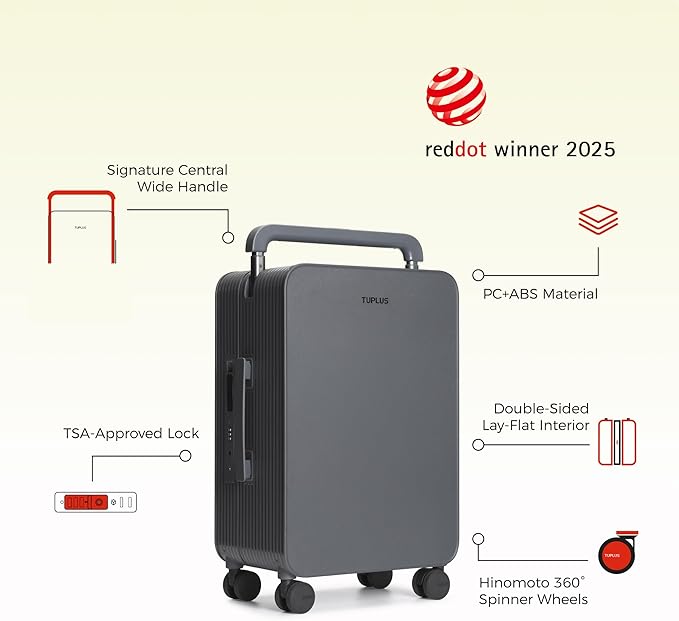 TUPLUS 20” Carry-On Hardside Luggage Lightweight ABS Travel Suitcase - Image 2
