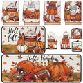 10 Pcs Fall Pumpkin Kitchen Decor Set Kitchen Towels Pot Holders Oven Mitts and Rugs Set Thanksgiving Towels for Baking Cooking BBQ Autumn Home (Dark Orange / Football)