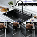 33 Inch Black Waterfall Drop In Kitchen Sink - Image 6