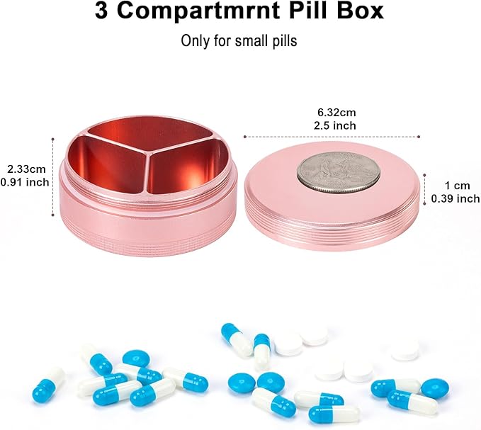 Metal Travel Pill Box 3 Compartment - Image 2