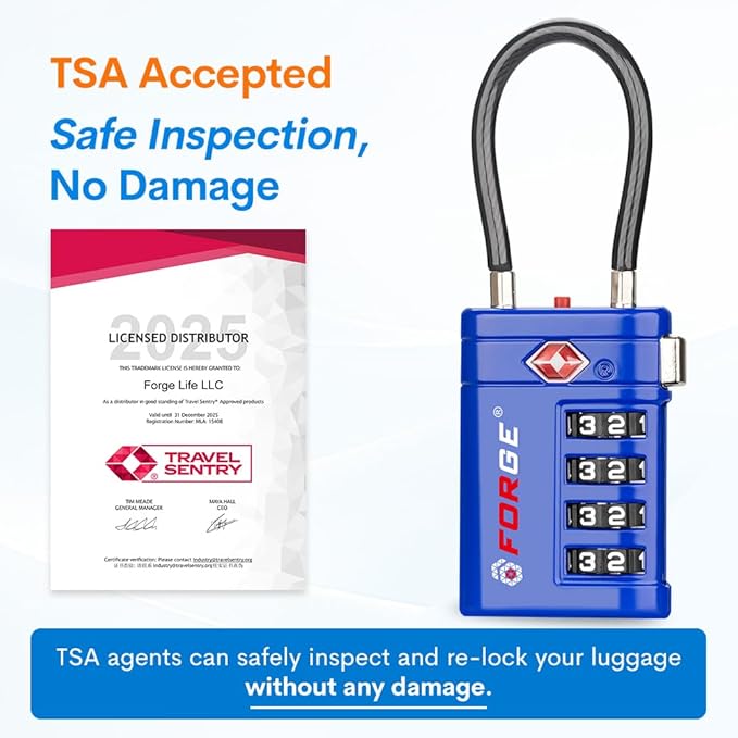 Forge TSA Approved Luggage Locks 4 Digit Combination TSA Travel Locks - Image 2