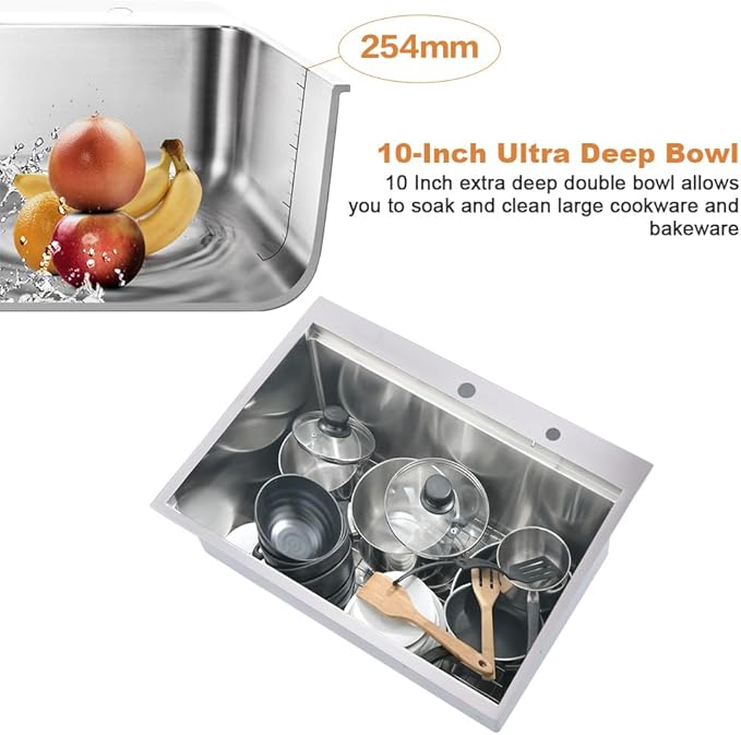 33x22 Drop In Kitchen Sink Workstation-Bokaiya Stainless Steel Kitchen Sink - Image 6
