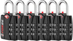 Forge Luggage Locks TSA Approved 6 Pack Black, Small Combination Lock by Forge