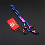 Purple Dragon 7.0 inch Rhinestone Decoration 3PCS Pet Grooming Scissors Dog Hair Cutting & Thinning Shears Set