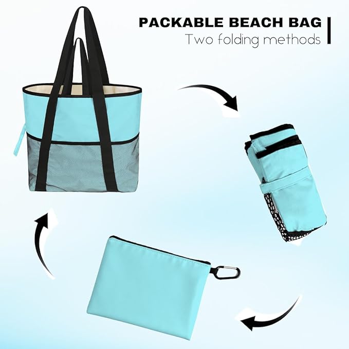 8-Pocket Waterproof Tote for Women -Sandproof Beach Bag - Image 6