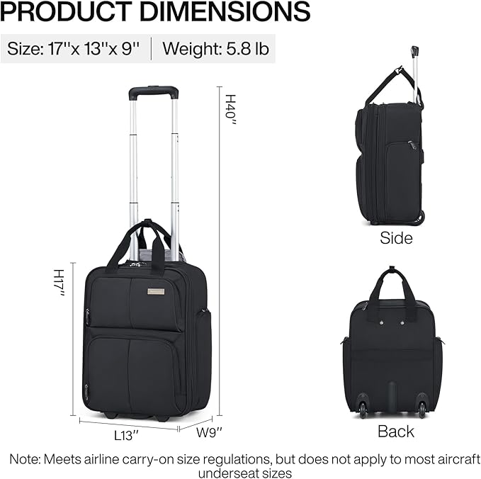 Hanke Softside Expandable Underseat Carry On Luggage - Image 3