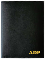 Deluxe Personalized Monogrammed Black Leather RFID Passport Wallet (Black / Deluxe)