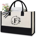 TOPDesign Personalized Initial Jute/Canvas Beach Bag, Monogrammed Gift Tote Bag by TOPDesign