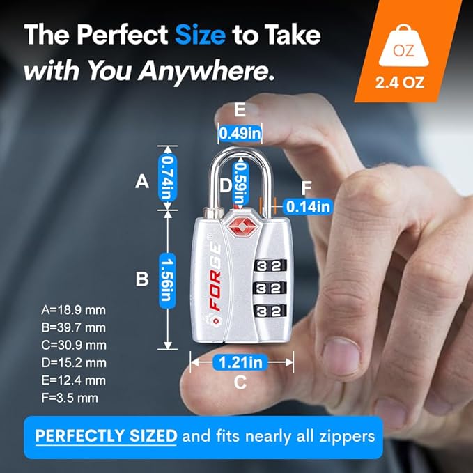 Forge Luggage Locks TSA Approved 4 Pack 4 Colors, Small Combination Lock - Image 4